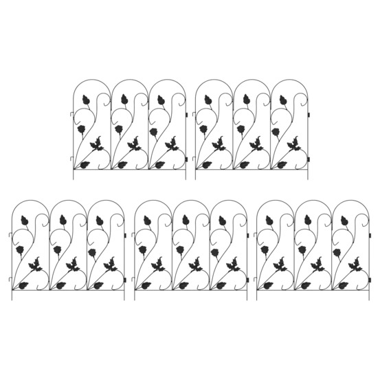 Clôture de jardin 5 pcs noir acier