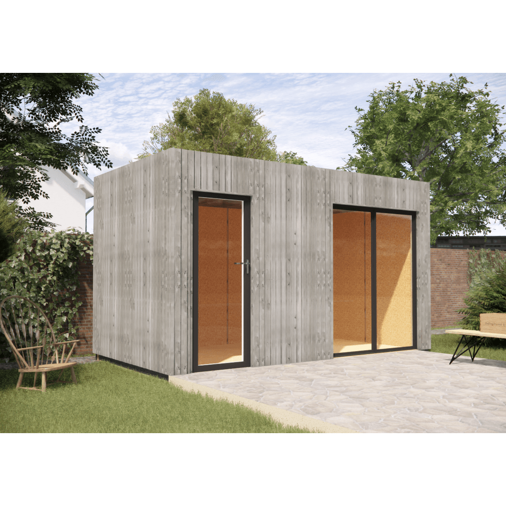 Annexe de jardin bois en bois 4,4 x 2,4 x 2,7 m avec plancher isolé / menuiseries alu k-line
