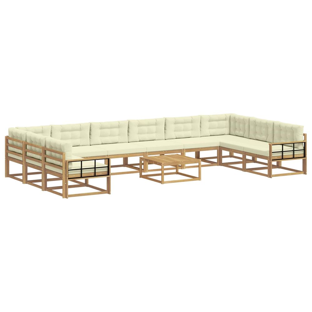 Ensemble de canapés d'extérieur 11 pc blanc et crème