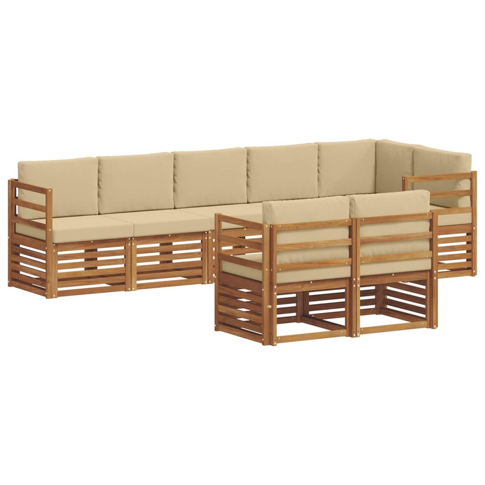 Ensemble de canapés d'extérieur 8 pc naturel et beige polyester