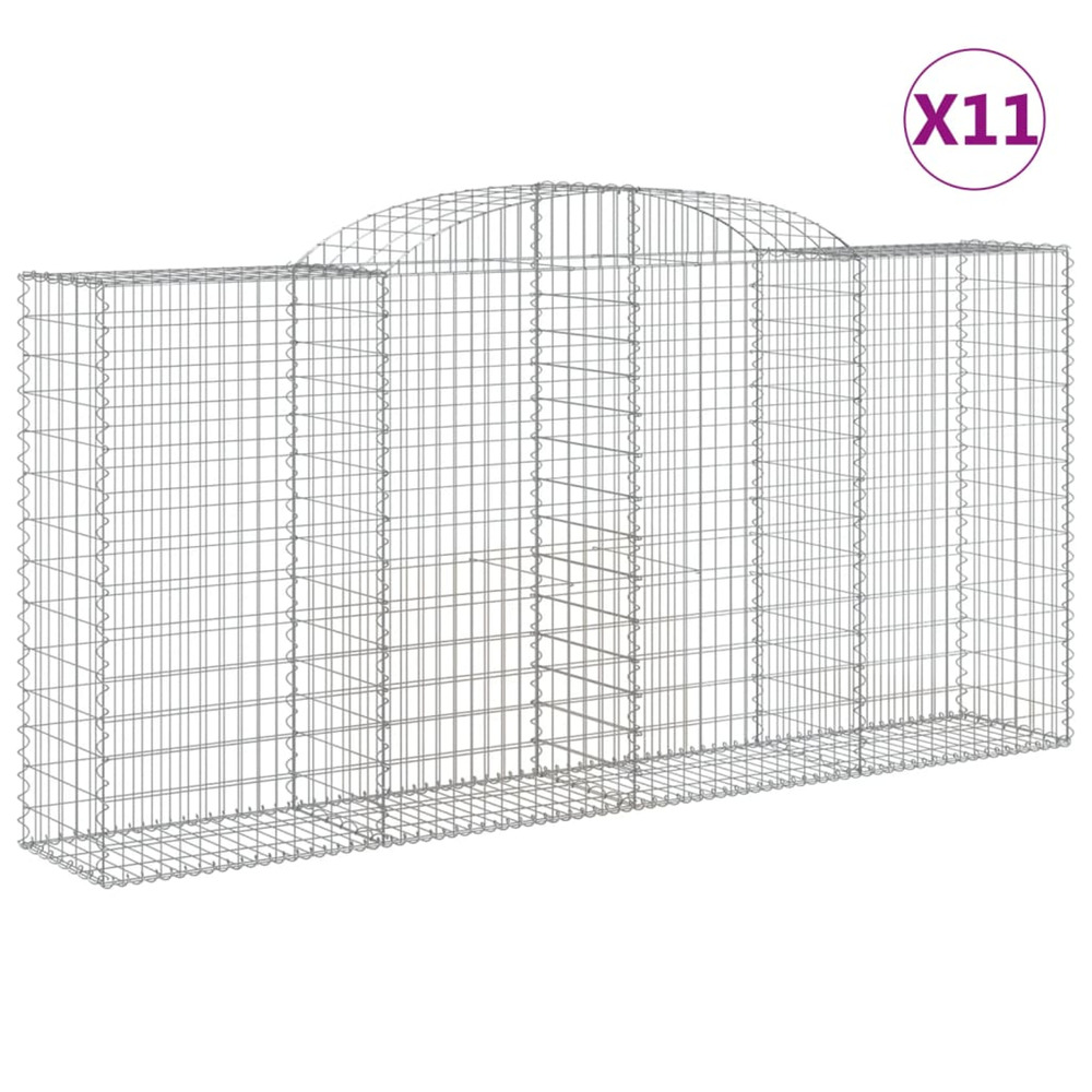 Paniers à gabions arqués 11 pcs 300x50x140/160 cm fer galvanisé