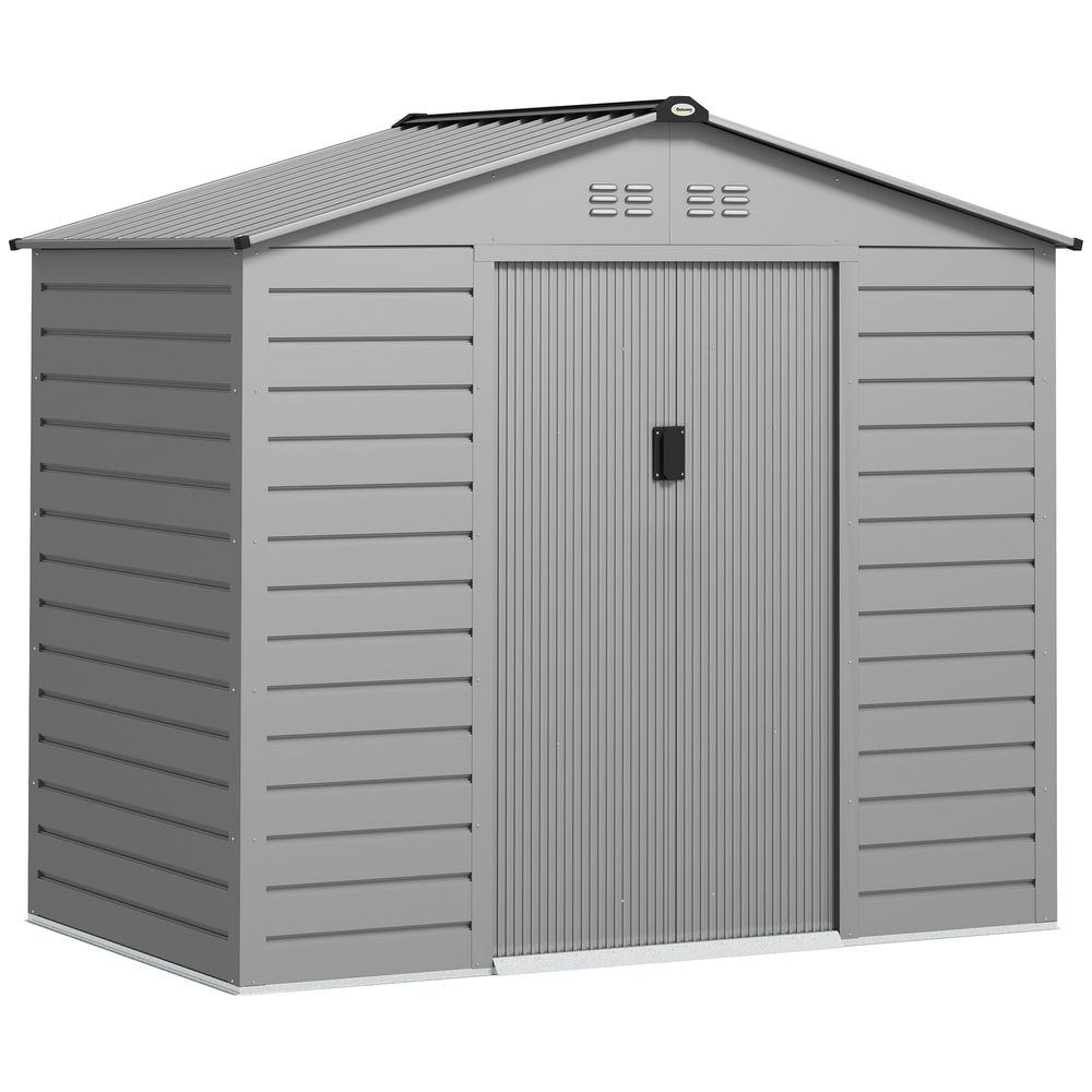 Abri de jardin acier galvanisé gris 213 x 131 x 192 cm porte coulissante verrouillable - comfortxl outdoor living