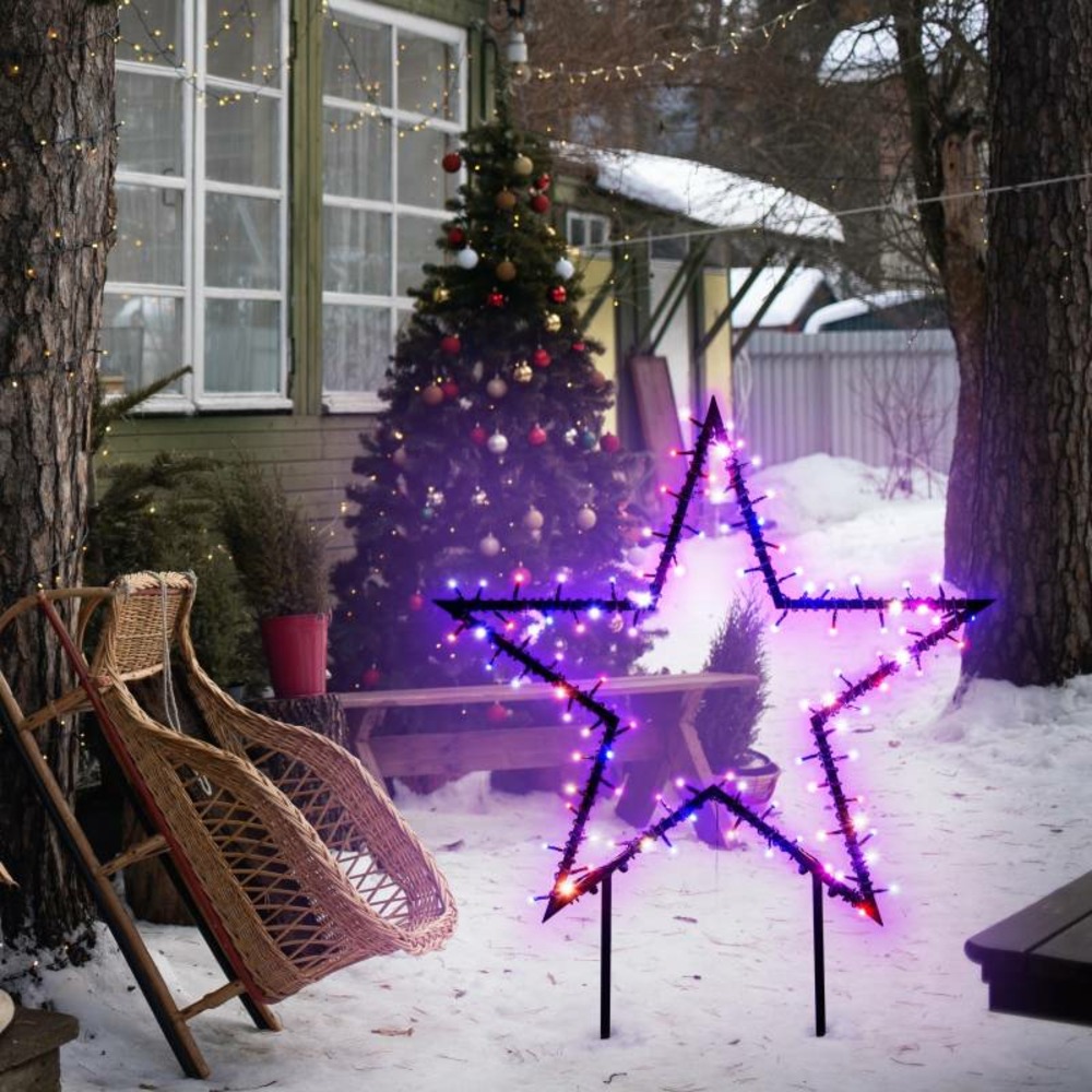 Étoile lumineuse à planter 75cm 100 led rgb 48 effets wonder télécommande lotti