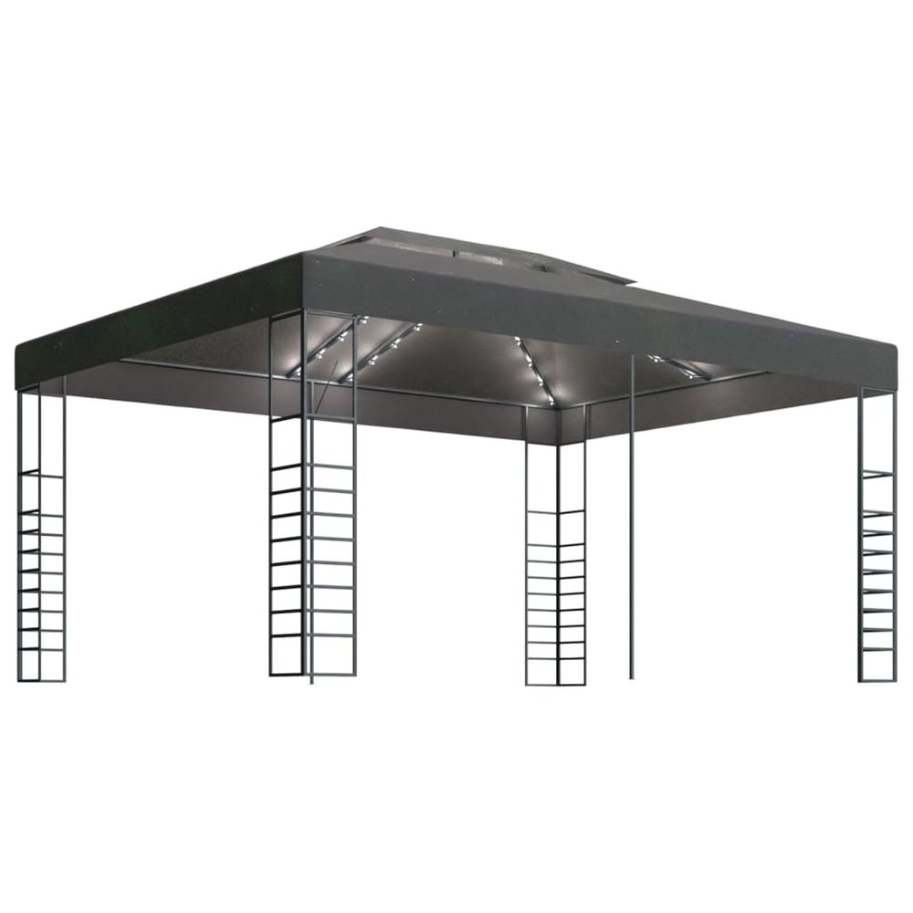 Tonnelle avec guirlande lumineuse à led 3x4 m anthracite