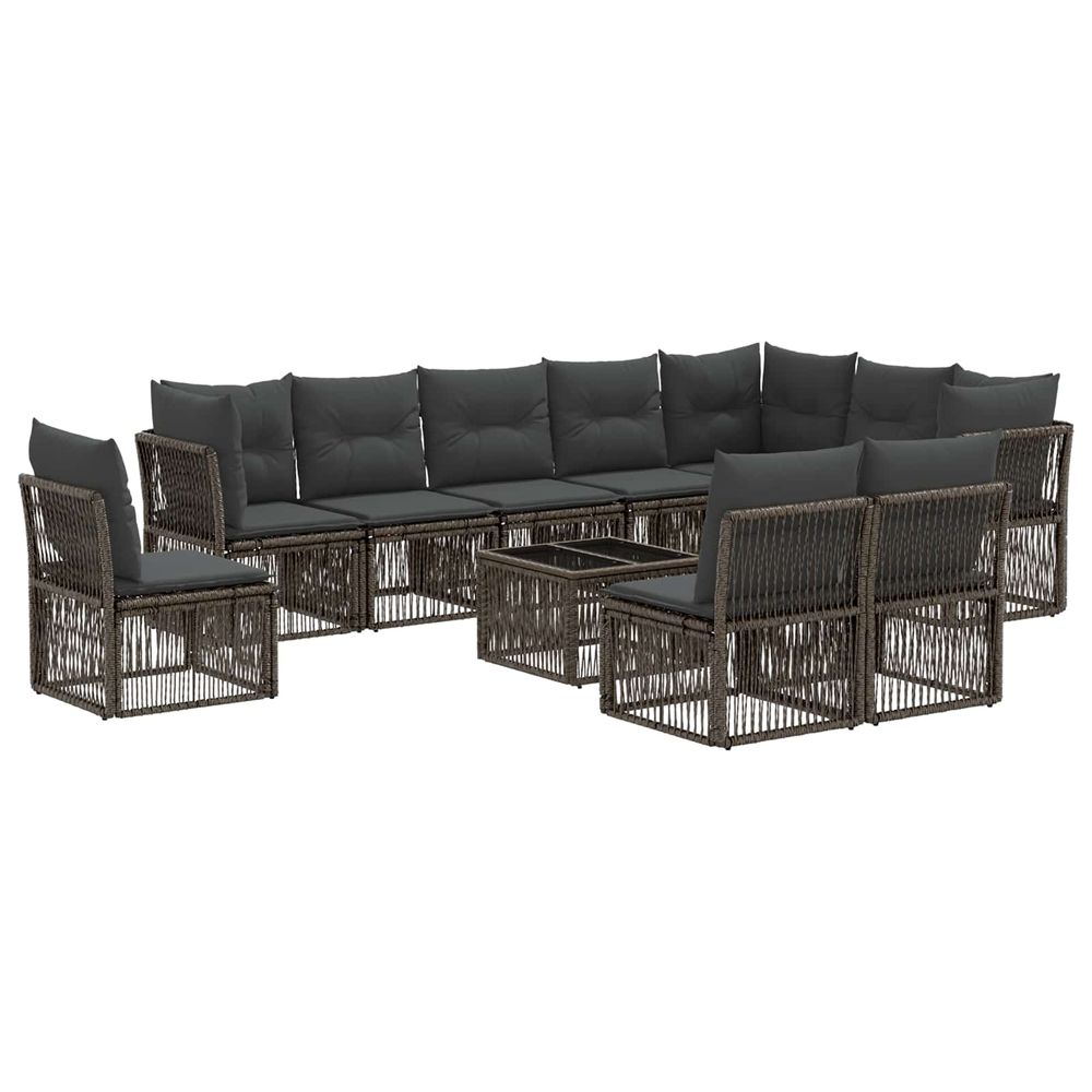 Ensemble de canapé de jardin 11 pc gris polyrotin