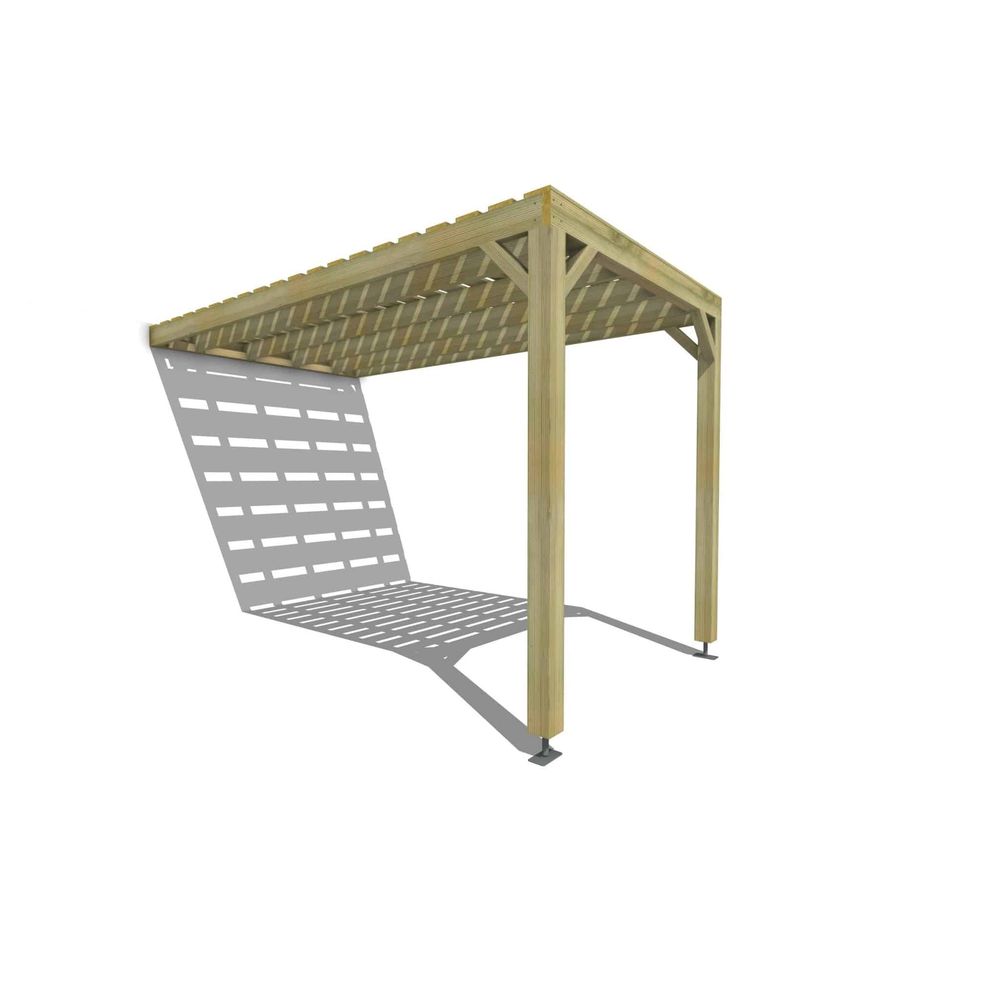 Pergola bois • 2m x 4m • adossée • sens profondeur • platelage bois • livraison comprise
