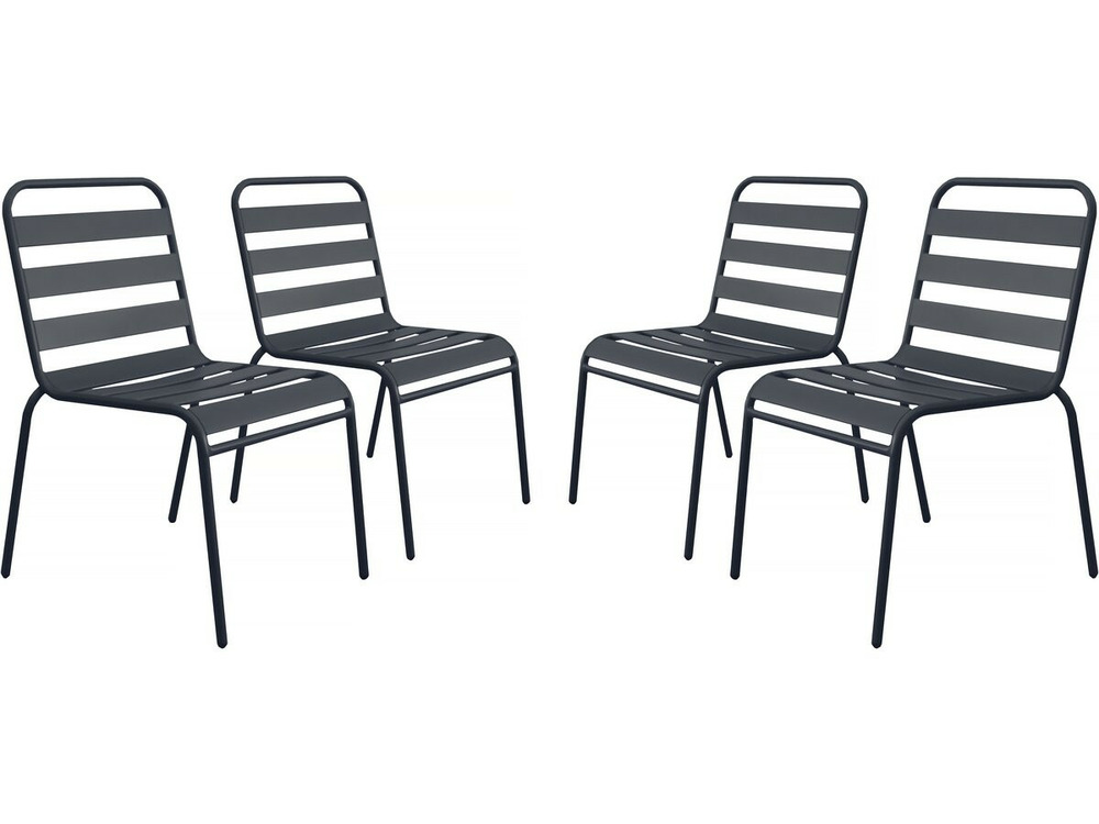 Lot de 4 chaises de jardin en métal empilables 