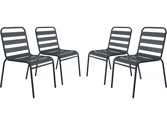 Lot de 4 chaises de jardin en métal empilables
