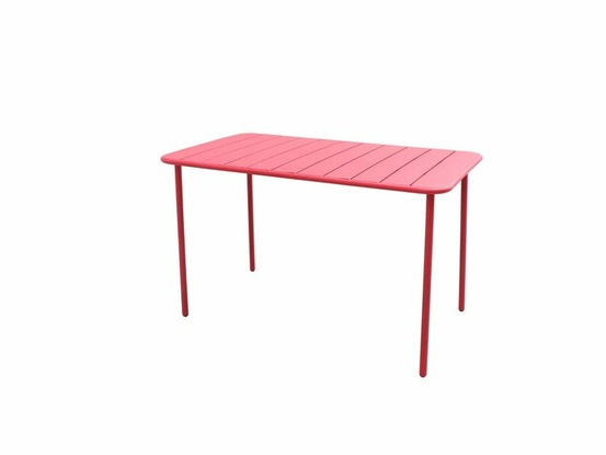 Table de jardin de repas café rectangulaire rouge 4 personnes