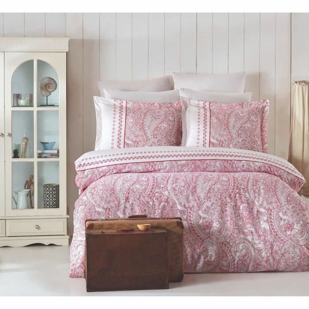 Parure de lit - housse de couette 220 x 240 + 2 taies d'oreiller 60 x 60 coton renforcé - rose