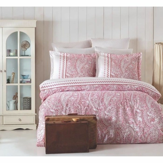 Parure de lit - housse de couette 220 x 240 + 2 taies d'oreiller 60 x 60 coton renforcé - rose