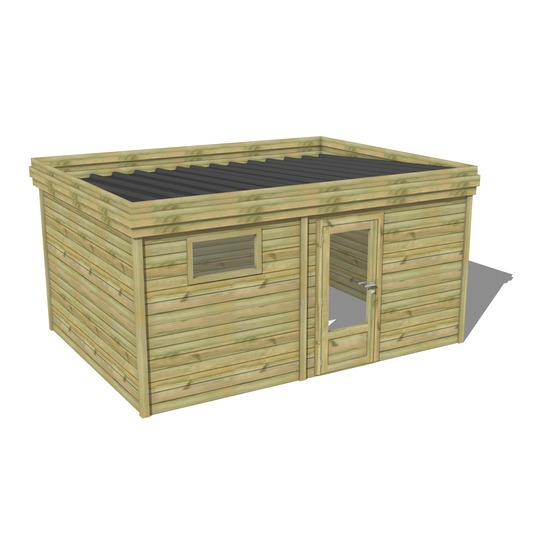 Abri de jardin bois pin traité autoclave 27mm - 4,69x3,44m / 16m2 - bac acier - abri français