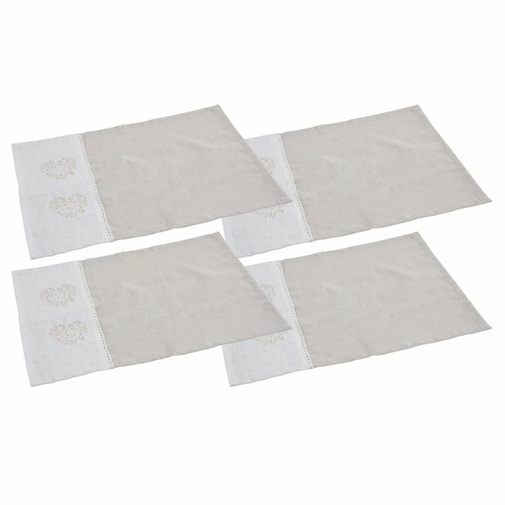 Set de table blanc et beige (lot de 4)