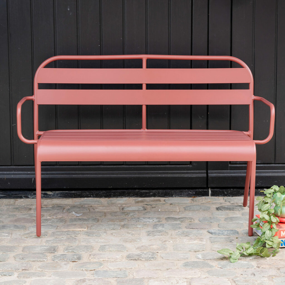 Banc de jardin en aluminium 118cm framboise soha