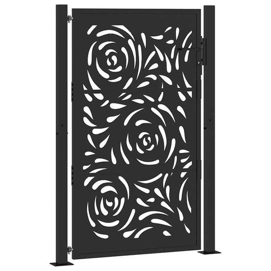 Portail de jardin noir 100x150 cm en acier avec motif flamme