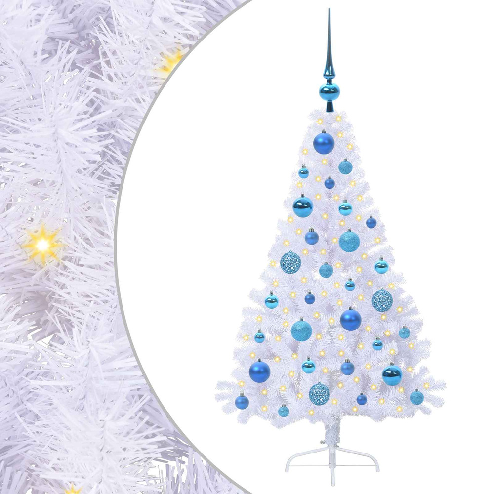 Sapin de noël artificiel avec 150 led blanc 120 cm pvc et acier