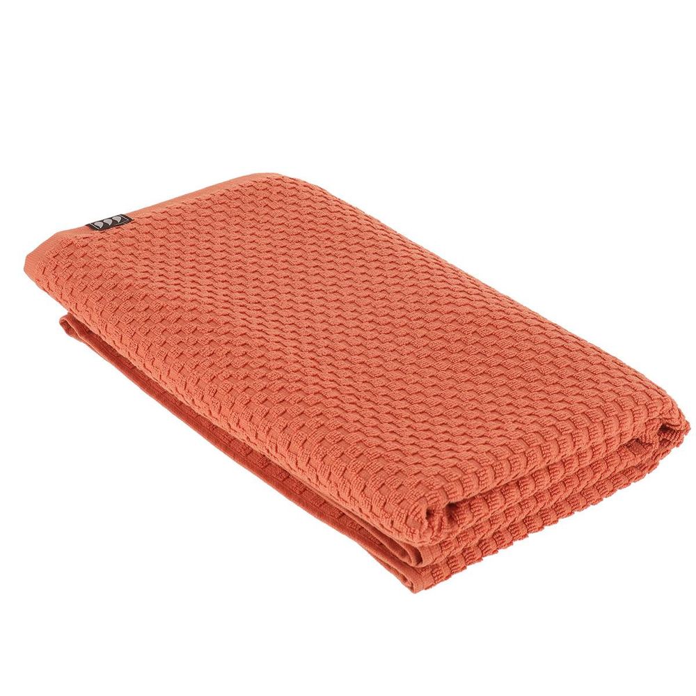 Serviette de bain 90x150 cm 100% coton damier - terre de sienne