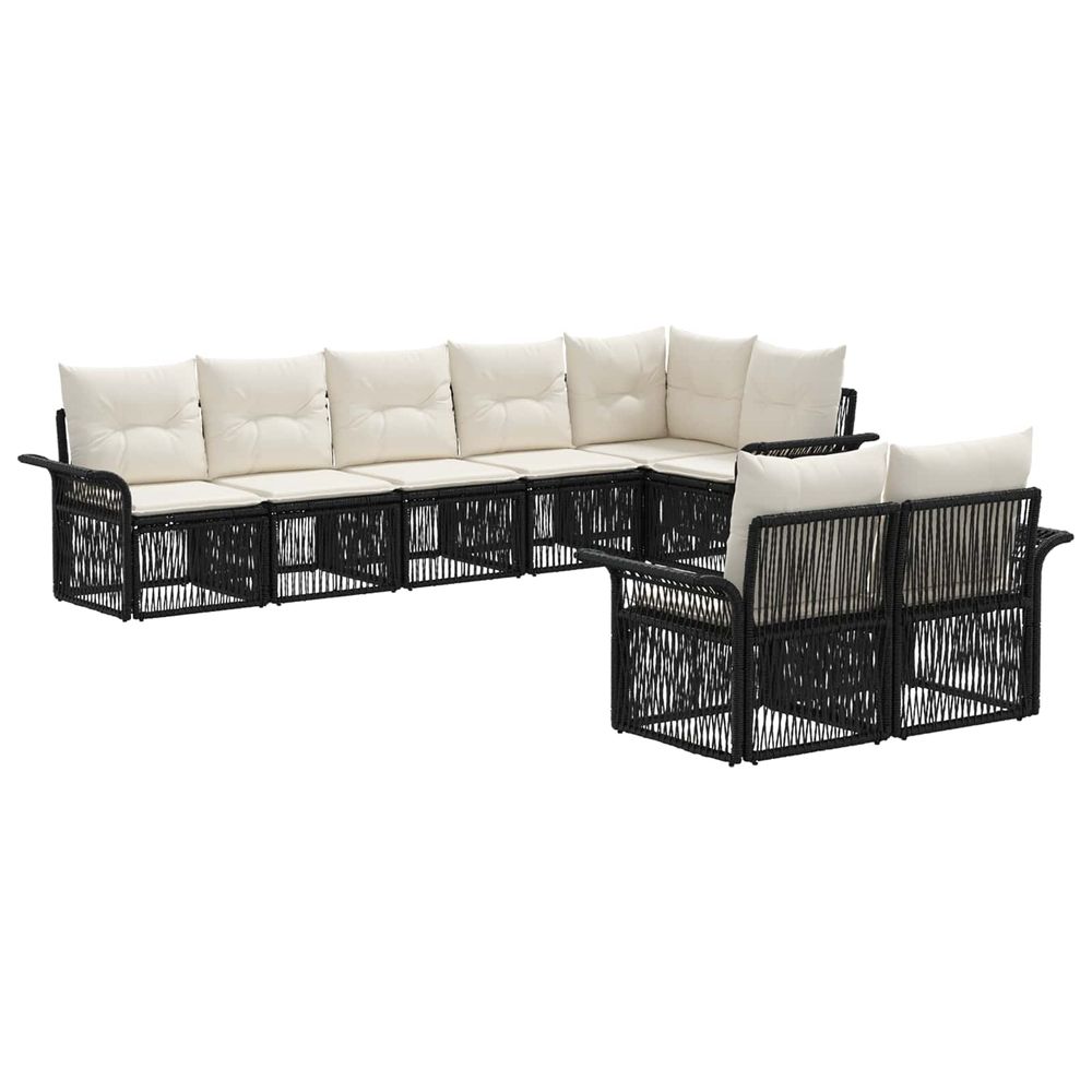Ensemble de canapé de jardin 8 pc noir polyrotin