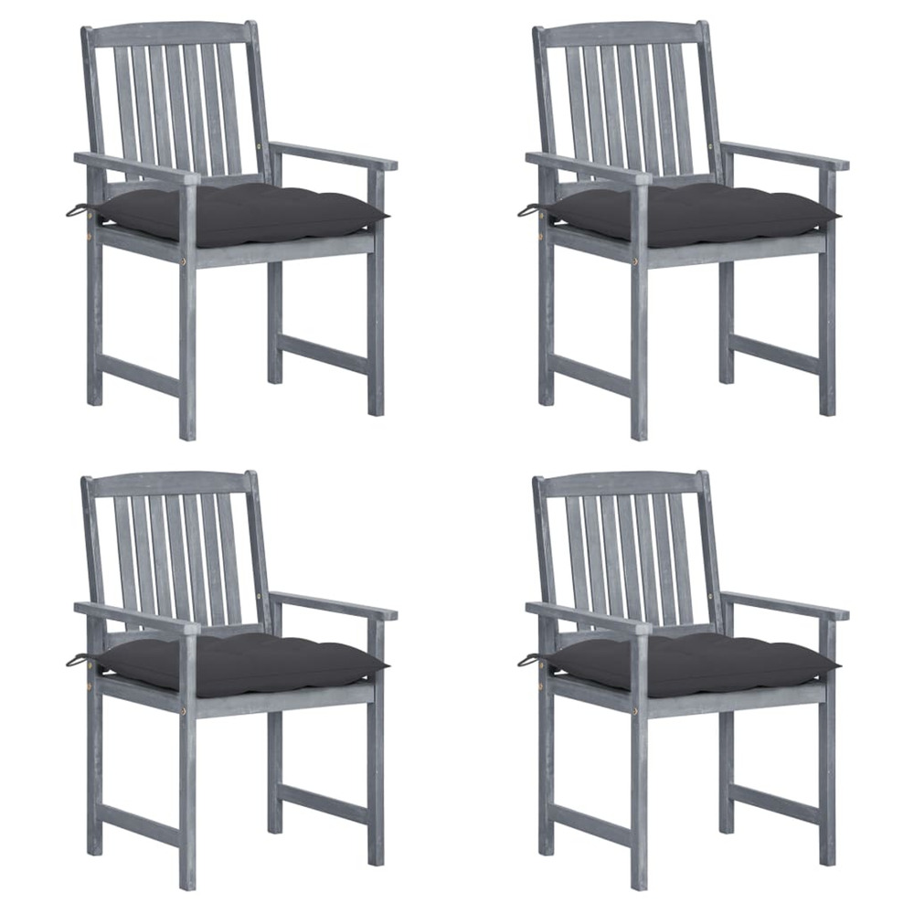 Chaises de jardin et coussins lot de 4 gris bois acacia massif