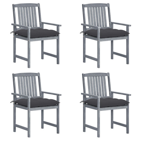 Chaises de jardin et coussins lot de 4 gris bois acacia massif