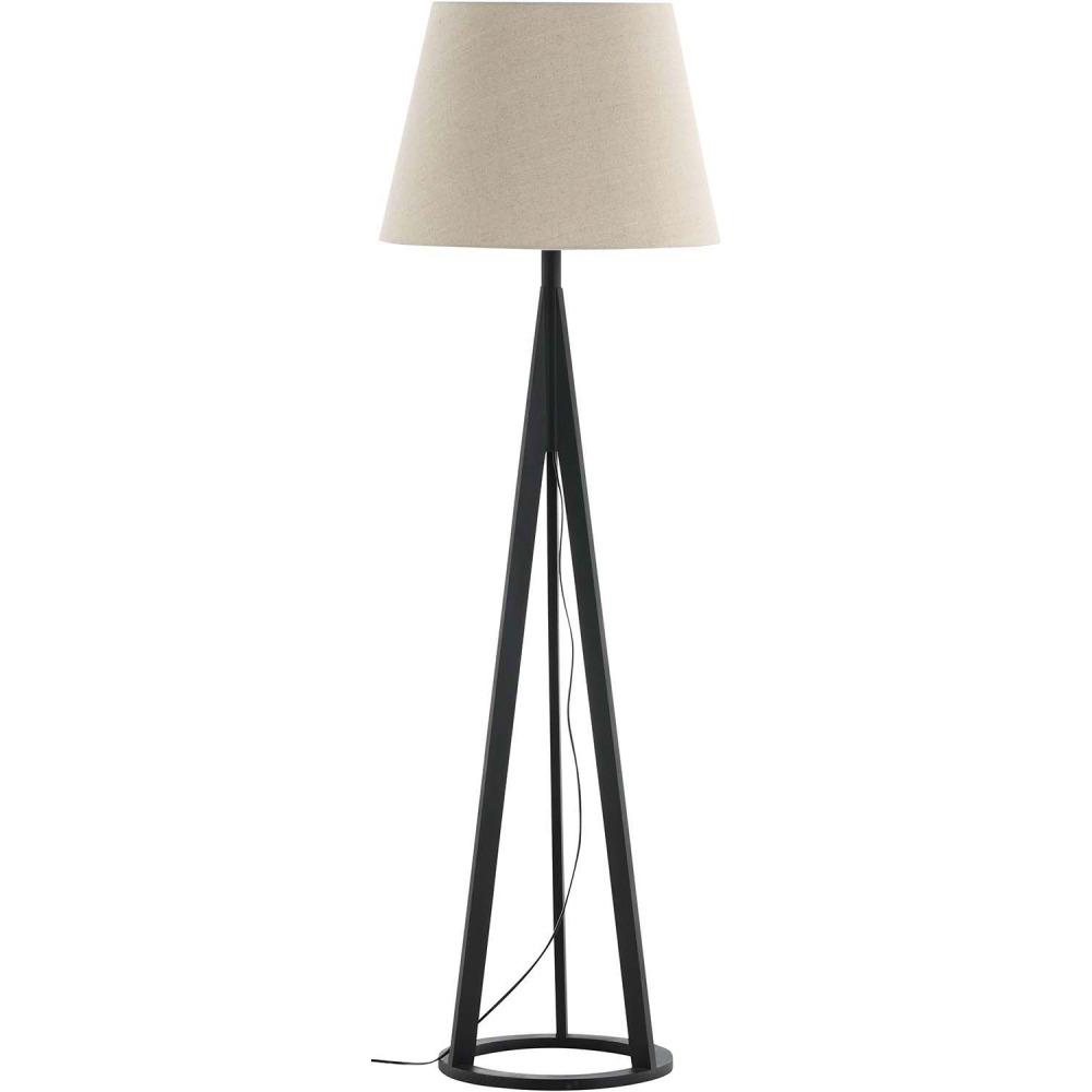 Lampadaire en hévéa et lin kona noir