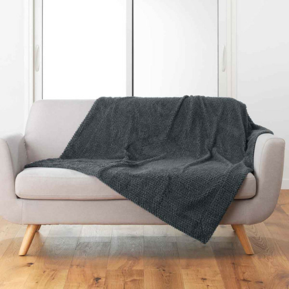 Plaid imitation fourrure icerberg 180x220cm anthracite