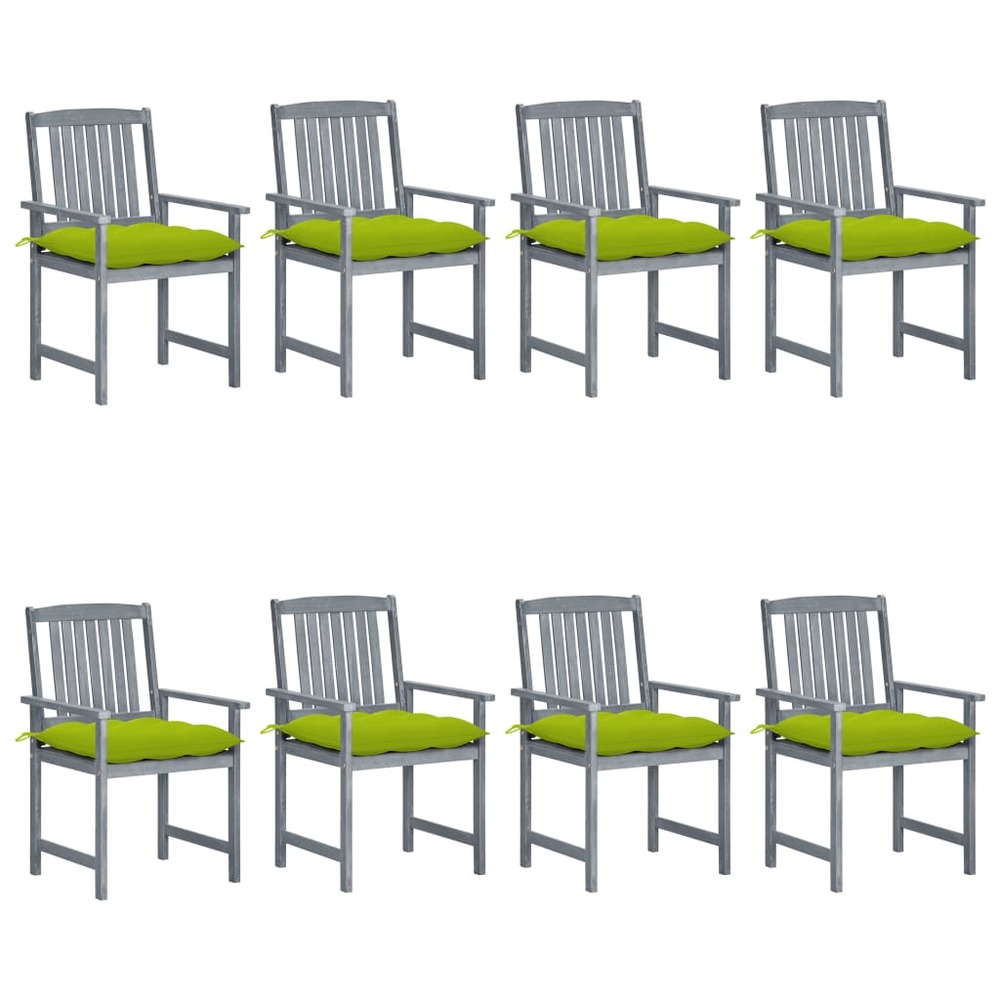 Chaises de jardin avec coussins 8 pcs bois d'acacia solide gris