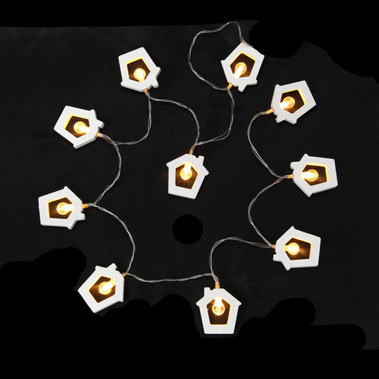 Guirlande lumineuse interieure 8 maisons en bois a led