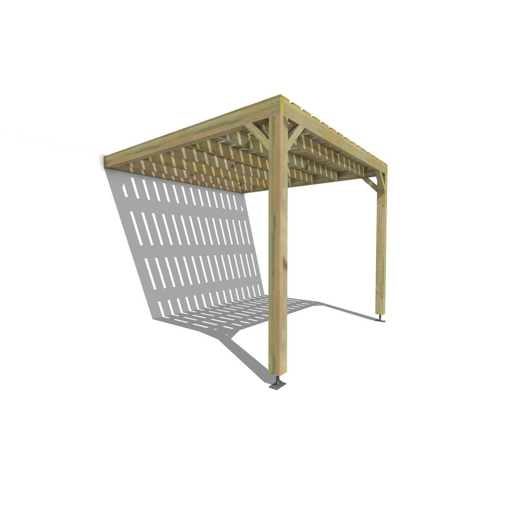 Pergola bois • 3m x 3m • adossée • sens largeur • platelage bois • livraison comprise