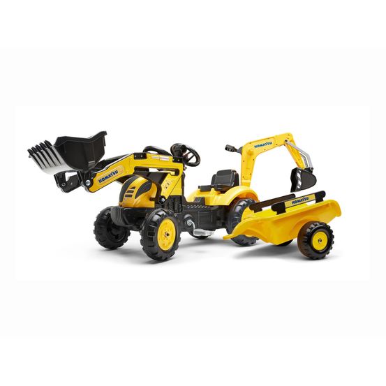 Tractopelle enfant komatsu wb93r avec remorque + excavatrice 2 à 5 ans