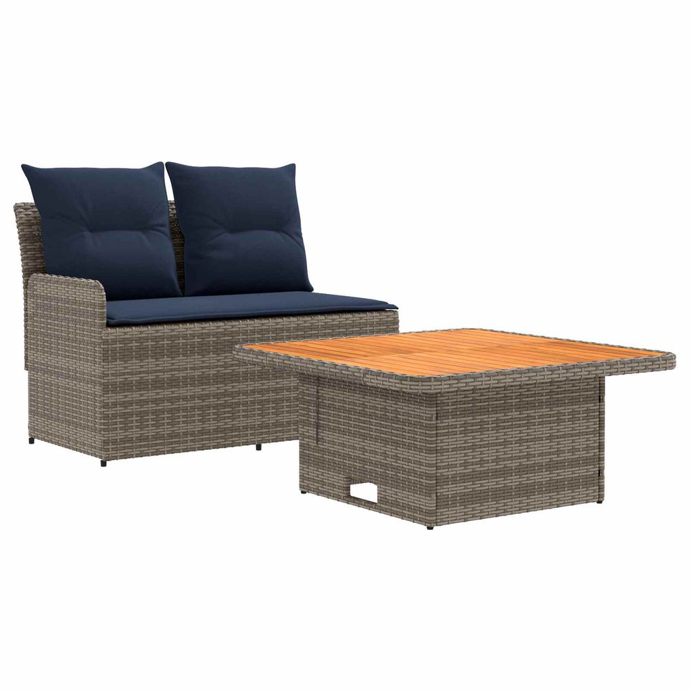 Canapé de jardin avec accoudoirs et table relevable 2 pièce