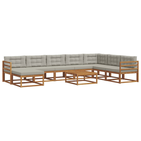 Ensemble de canapés d'extérieur 9 pcs gris naturel et clair