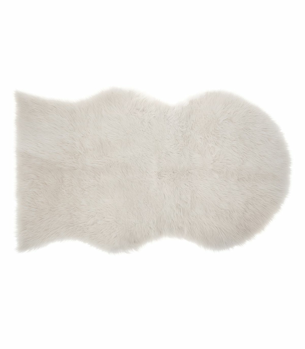 Tapis décoratif fourrure ivoire 90 x 150 cm