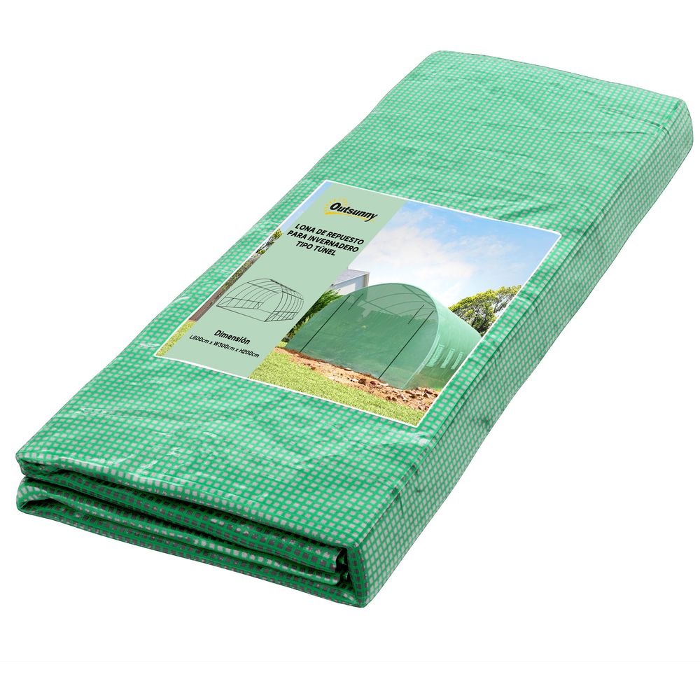 Bâche de remplacement serre tunnel pe 6 x 3 x 2 m vert foncé jardin potager - comfortxl outdoor living