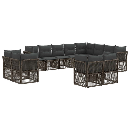 Ensemble de canapé de jardin 12 pcs gris polyrotin