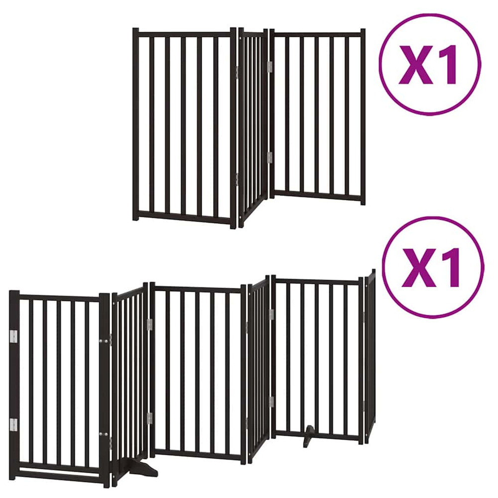 Barrière pour chien porte pliable 9 panneaux noir bois peuplier