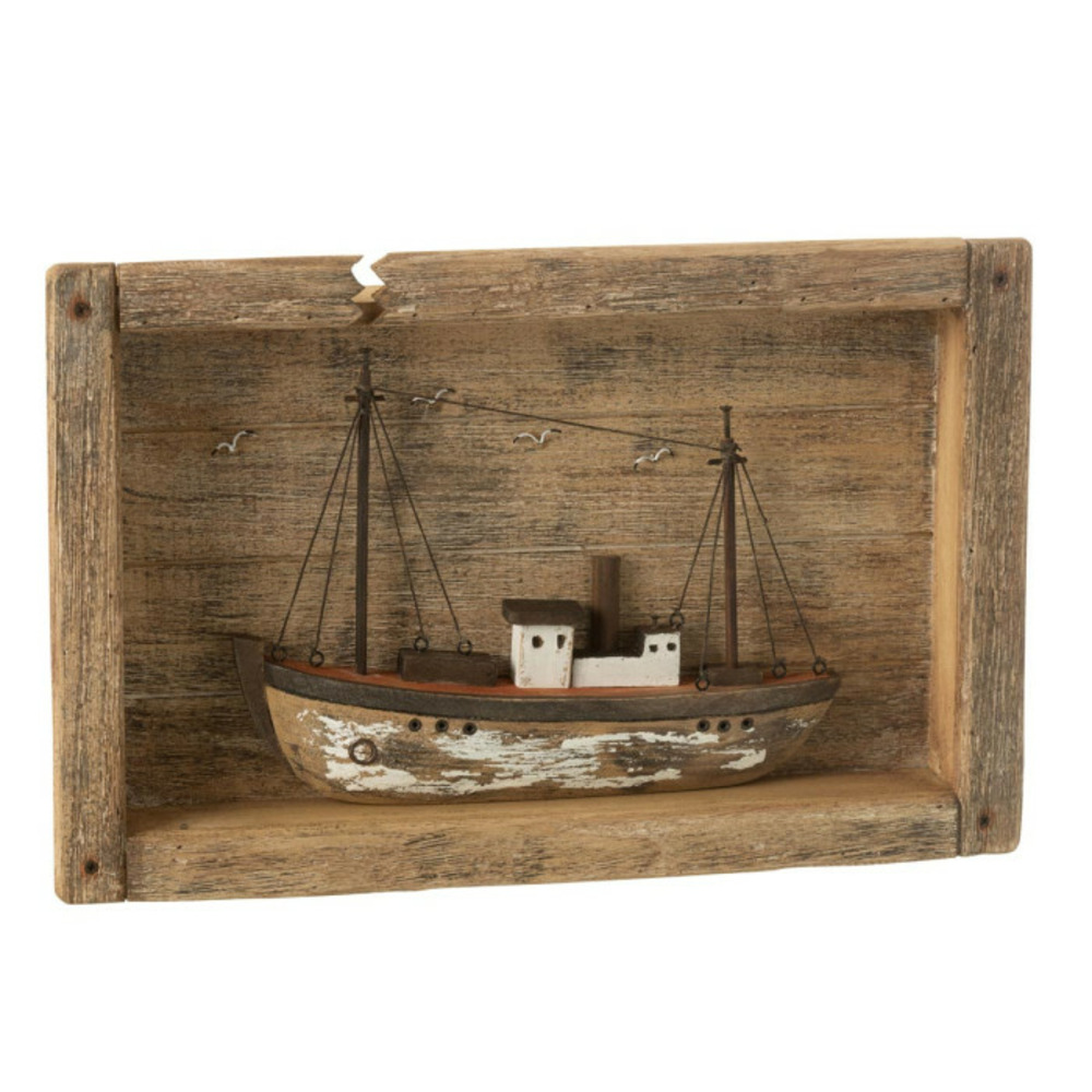 Décoration murale cadre bateau 42cm naturel