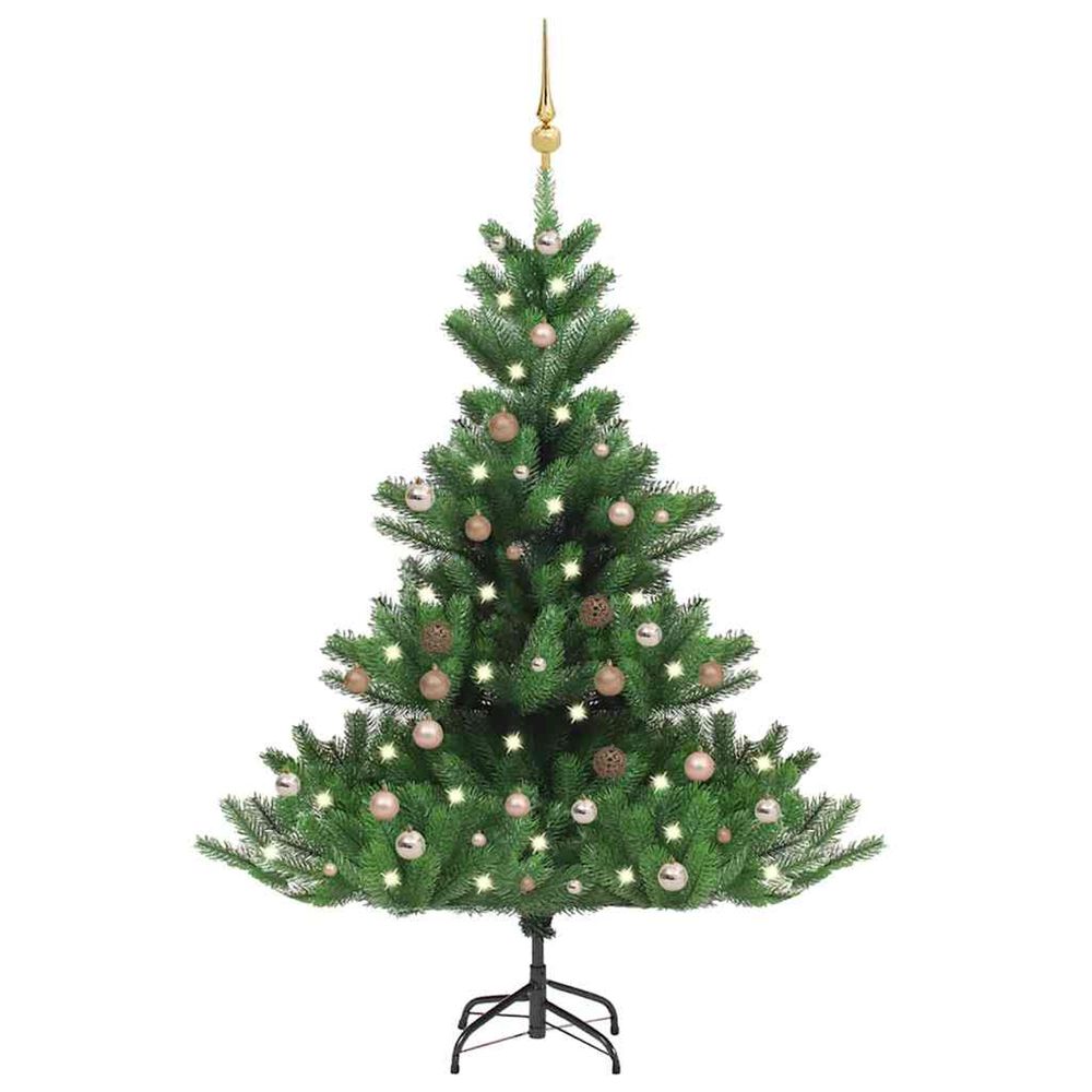 Sapin de noël artificiel nordmann avec led et boules vert 180cm