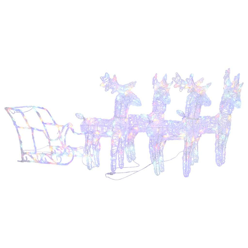 Décoration de noël rennes et traîneau 280x28x55 cm acrylique