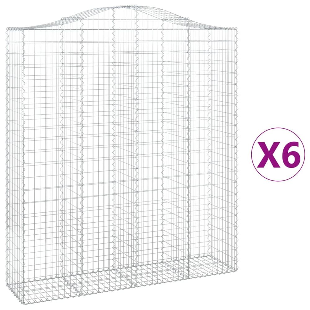 Paniers à gabions arqués 6 pcs 200x50x220/240 cm fer galvanisé