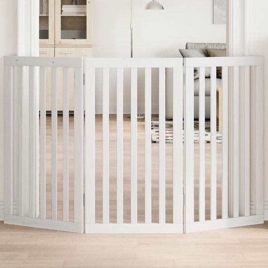 Barrière sécurité chien haute en bois pliable 150cm blanc