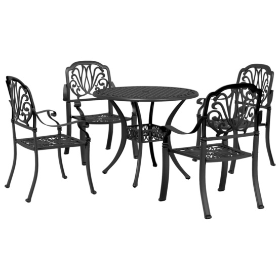 Ensemble à manger de jardin 5 pcs noir aluminium coulé