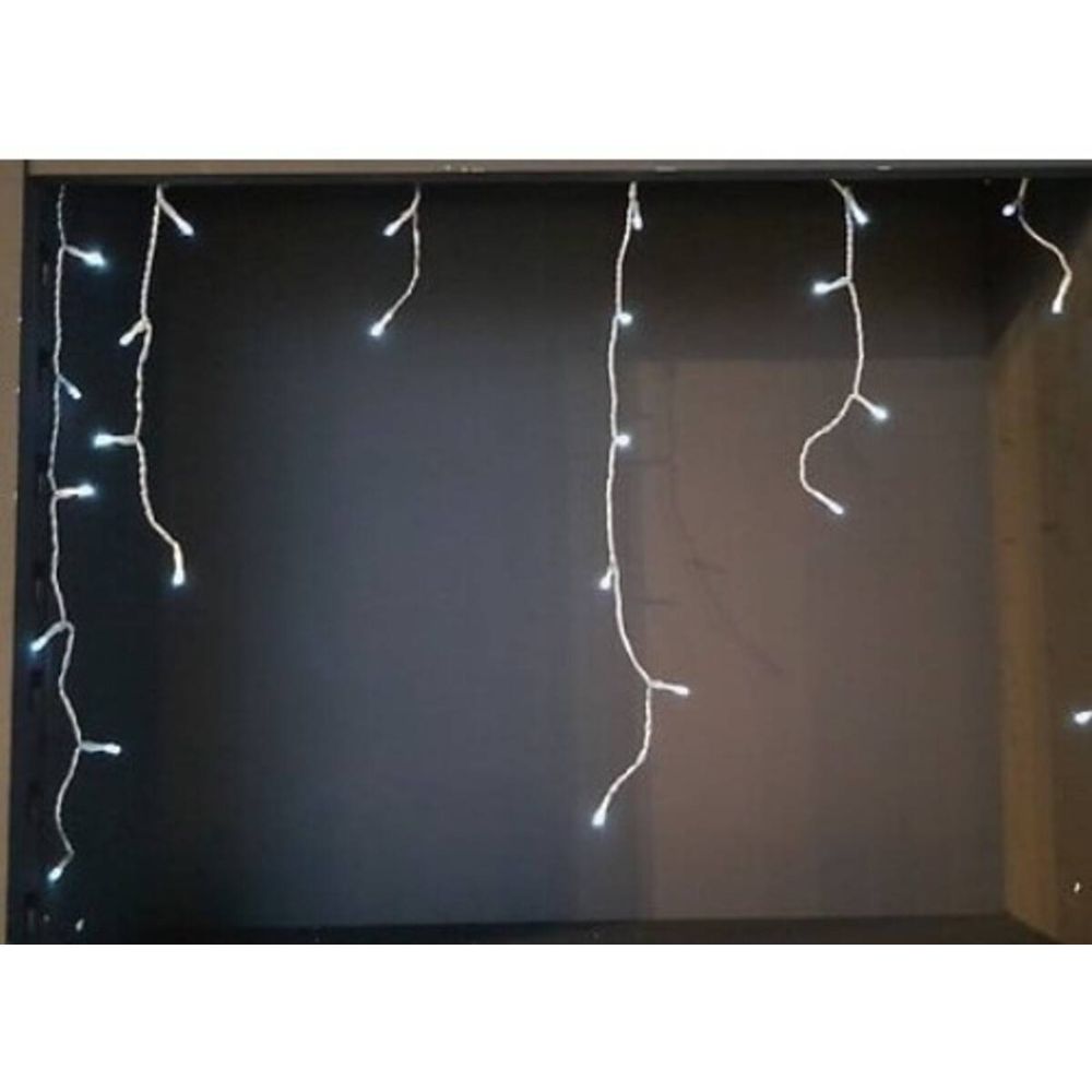 Rideau lumineux stalactite d'extérieur 11,85 m 360 led blanc froid 13 fonctions sur secteur