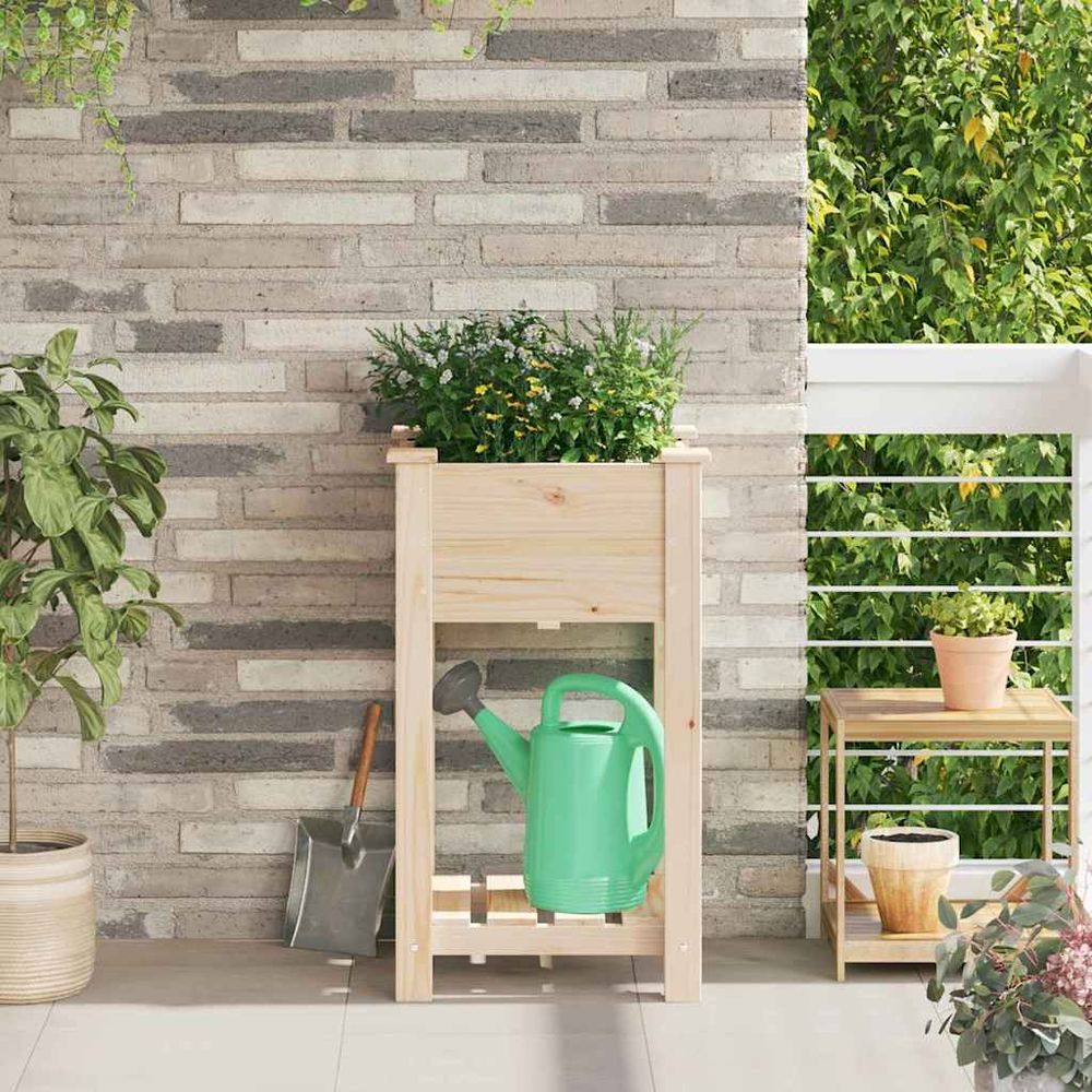 Carré potager en bois de sapin avec étagère de rangement pour balcon 45cm