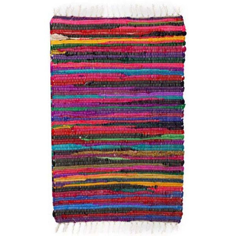 Tapis en coton et polyester rayures colorées 80 x 50 cm