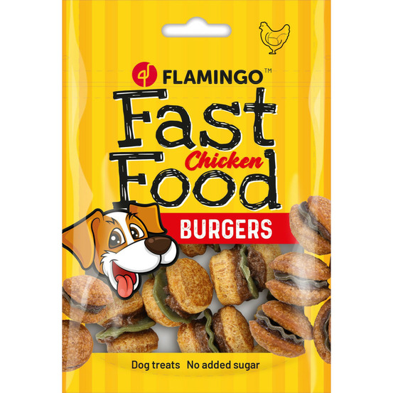 Friandises fast food mini hamburger avec poulet 112 g pour chien