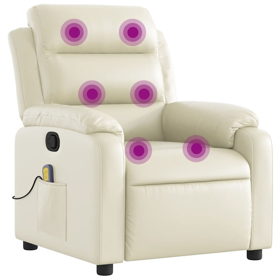 Fauteuil inclinable de massage crème similicuir