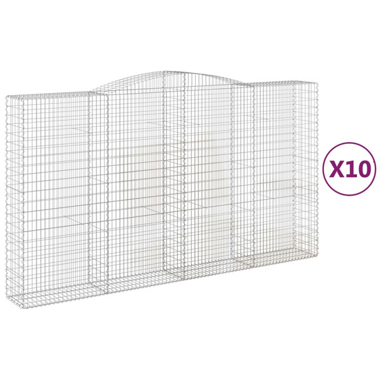 Paniers à gabions arqués 10 pcs 400x50x220/240 cm fer galvanisé