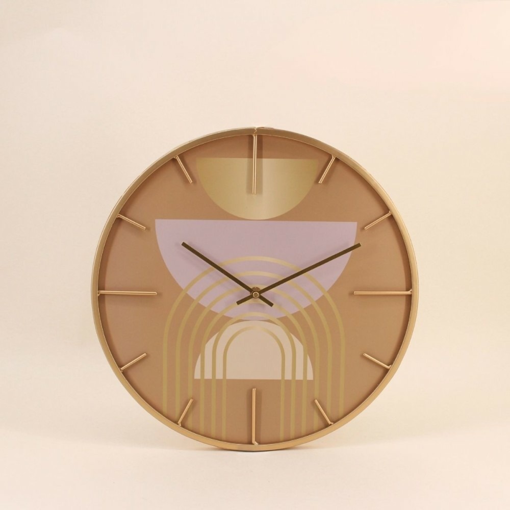 Horloge ronde métal doré motifs arches 40cm