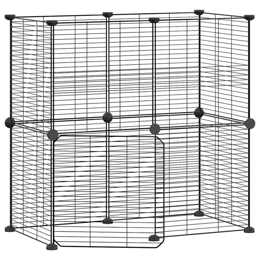 Cage animaux de compagnie à 12 panneaux et porte 35 x 35 cm noir